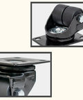 Heavy Duty Swivel Caster Wheels Equipped With Reinforced Steel Plates Built Like A Tank To Haul Up To Four Hundred Fifty Kg Loads Smooth Rolling Action Perfect For Shop Carts And Industrial Racks Set Of Four, close-up view of wheel and mount.