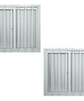 Hella Durable 44X44 Inch Dual Pane Sliding Window With Reinforced Security Bars And Weather Sealed PVC Frame For Shipping Containers Garages Tree Houses And Outdoor Storage Spaces, showing dual pane window with security bars.