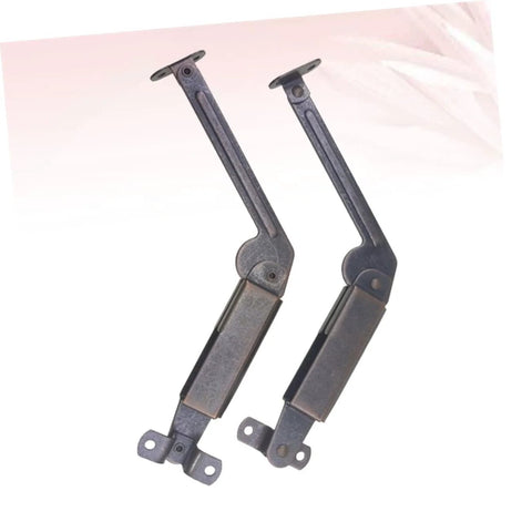 Antique Copper Spring Arm Safety Supports For Cabinets And Wooden Boxes Two Pack, visible with iron construction and compact size