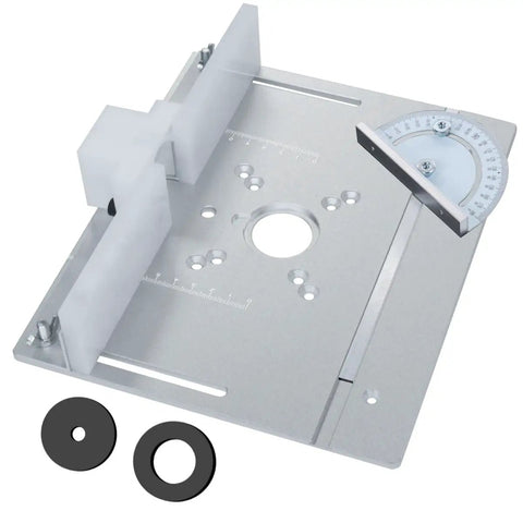 Tough As Nails Aluminum Router Table Insert Plate With Miter Gauge For Woodworking Benches Anodized finish with guide and precision angle.
