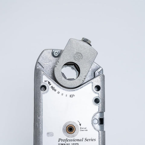 Replacement for Open Air Rotary Spring Return Actuator 24V compatible with GMA161.1P, close-up view of actuator details
