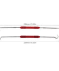 Image of 2 Piece Hook And Pick Set With Rolling Flower Handle Multi Angle Hook Picks For Removing Small Fuses Gaskets Springs And O Rings Durable Carbon Steel Tools For DIY And Pro Use showing two tools at 230mm and 220mm.
