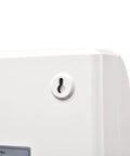 Close-up of the locking mechanism on the No Sweat Attendance Punch Time Clock With Crisp Lcd Display for Employee Payroll Tracking.