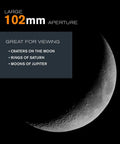 AstroMaster 102AZ Telescope For Beginners With A Short Tube Refractor Fully Coated Glass Optics Adjustable Height Tripod graphic