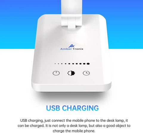 Lit Eye Friendly LED Desk Lamp With USB Charging Port And Touch Control base close-up view