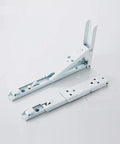 Heavy Duty White Folding Shelf Brackets For Sturdy Metal Floating Wall Units L Shaped corner support in compact design.