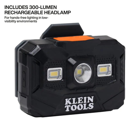 Type 2 Non Vented Full Brim Hard Hat With Rechargeable 300 Lumen Headlamp showing front view of detachable light