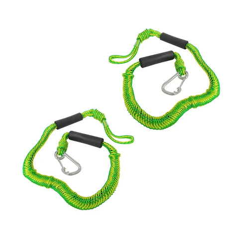 Master Chill Marine Docking With These 4 Foot Green Bungee Dock Lines Featuring Heavy Duty Stainless Clip, ideal for boats and jet skis.