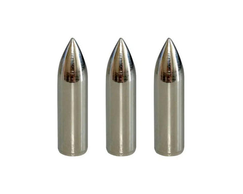 Three 100 Grain Glue On Field Points For Archery Target Practice, Replacement Arrow Tips, Fits 8mm Wood, Bamboo, and Fiberglass Arrows