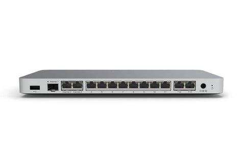 Hassle Free Cloud Managed Firewall Security Appliance With Solid One Gigabit Throughput rear view showing multiple internet ports.