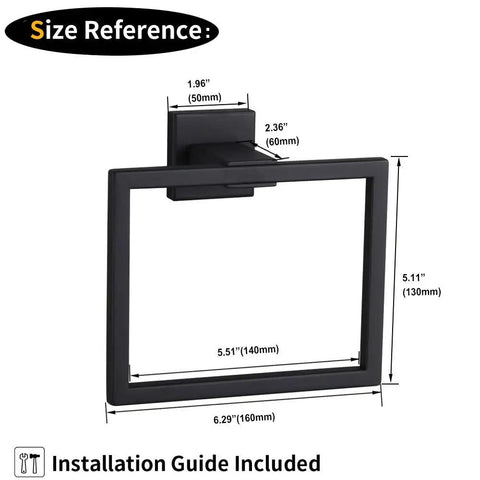 Dope Modern Black Towel Holder Made From SUS304 Stainless Steel Rustproof And Heavy Duty Wall Mount Towel Ring with dimensions