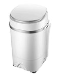 Compact Portable Washing Machine With Integrated Drying Bucket And Quick Drain Hose 3.8 Kilogram Capacity Mini clothes washer in white.