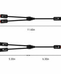 Y Branch Solar Connector 2 To 1 Cable Adaptor Kit For Parallel Solar Panel Wiring Plug And Play Setup High Quality PPO Material UV Resistant For Long Service Life with dimensions of 11.60 inches and dual Y connectors.
