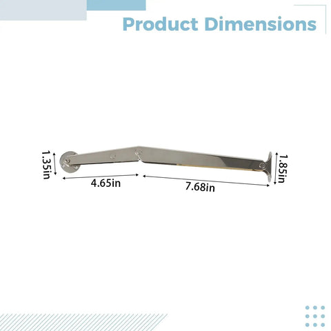 Two Pack Heavy Duty Lid Support Hinges With Soft Close And Hydraulic Damping, 200N Gas Strut Hinges dimensions image
