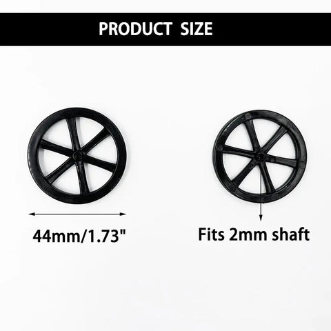 10Pcs 44Mm Model Toy Wheel Set With 5Pcs Shafts And Round Rod Axles For Diy Rc Cars Trucks And Robots Fits 2Mm Shafts Black Finish