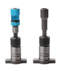 Heavy Duty Wide Base Pipe Clamps For Woodworking And Gluing Rust Resistant Steel Construction shown with blue and gray clamping parts.
