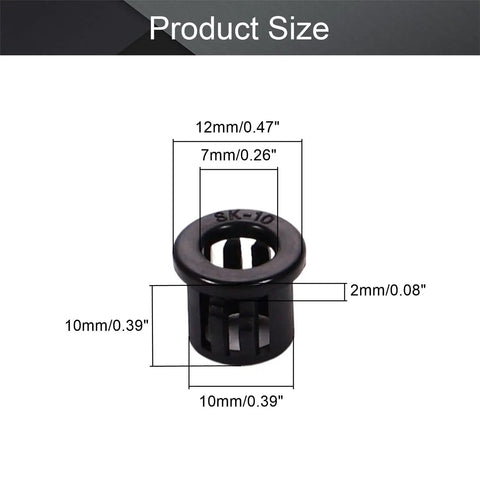 Three Eighths Inch Snap Bushing Grommet Kit In Black Nylon Cable Protector with dimensions