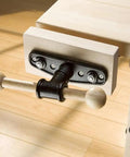 Close-up of 7 Inch Woodworking Vise For Workbench Front Vise Cast Aluminum Front Screw Vise mounted on wooden bench corner