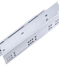 Close-up of Three Section Full Extension Drawer Slides with bottom mount, hidden damping, and 600mm length for heavy duty drawers.