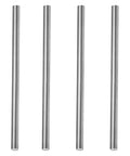Four Pieces 10 Mm By 305 Mm 304 Stainless Steel Rods For DIYers And Model Makers, solid round metal bar shafts in a row.