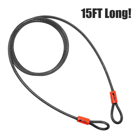 Heavy Duty 15 Foot Security Cable With Loops 10mm Braided Steel Cable Cut Resistant Weatherproof Versatile Security Chain view