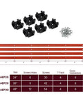 36 Inch Double Cut Aluminum T Track Kit For Woodworking, featuring 4 tracks, 6 intersections, and screws, with size chart details