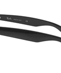 Side view of RB4165 Justin Classic Square Sunglasses 55mm Black Nylon Frames with Green Classic Lenses Unisex Shades.