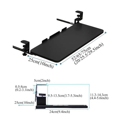 Rock Solid Retractable Keyboard Tray With Slick Pull Out Action For Effortless Typing And Plenty Of Mouse Space Totally Clutter Free Under Desk Office Essential Black dimensions and design