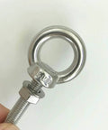 Heavy Duty Stainless Steel Eye Bolts 2 Pack M8 Shoulder Eyebolt Set With Washers And Nuts, 4.5 Inch Overall Length, Corrosion Resistant