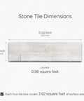 Dimensions of peel and stick stone tile backsplash for kitchen and bathroom four sheets 3D real stone veneer natural white.