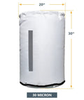 Bottom Dust Collector Bag 20 Inch Diameter By 30 Inch High With Clear Window And Zipper, 30 Micron Reusable Dust Bag