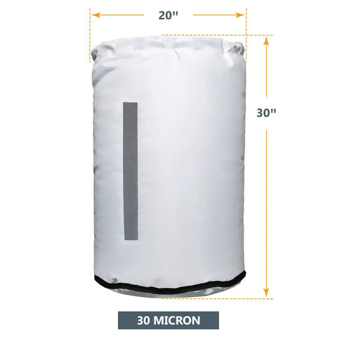 Bottom Dust Collector Bag 20 Inch Diameter By 30 Inch High With Clear Window And Zipper, 30 Micron Reusable Dust Bag