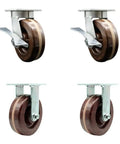 Rock Solid Heavy Duty Kingpinless Caster Set Of Four Featuring Six Inch High Temperature Glass Filled Nylon Wheels Two Lockable Swivels And Two Rigid Bolt On Mounts built tough for smooth rolling