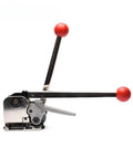 GD35 Manual Sealless Steel Strapping Machine Innovative Combination Banding Tool with red handles for secure logistics.