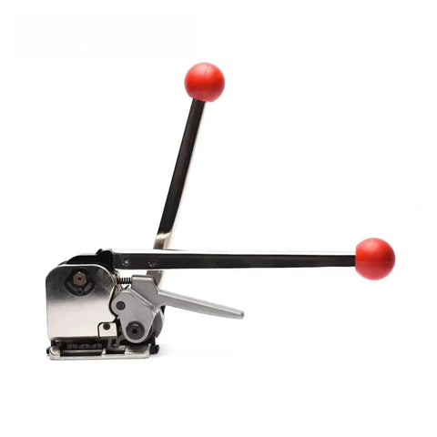 GD35 Manual Sealless Steel Strapping Machine Innovative Combination Banding Tool with red handles for secure logistics.