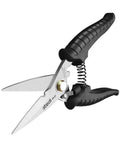 Heavy Duty Multi Purpose Shears With Tough As Nails Serrated Stainless Steel Blades And No Slip Comfort Grip showing ergonomic design and stainless steel blades.