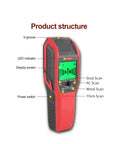 Boss Level Digital Stud Finder Wall Scanner Dead On Detection showing features like LED indicator, display screen, and power switch.