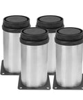 4 Pack Adjustable Furniture Legs Stainless Steel Plated Round Cabinet Feet 3.9 Inch Height For Sofa Coffee Table TV Stand Bed