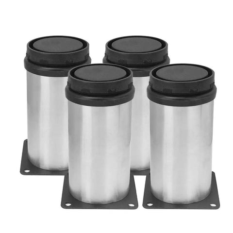 4 Pack Adjustable Furniture Legs Stainless Steel Plated Round Cabinet Feet 3.9 Inch Height For Sofa Coffee Table TV Stand Bed