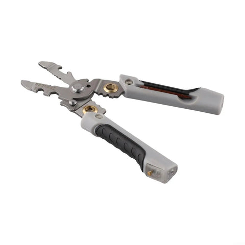 Heavy Duty Chrome Vanadium Steel Wire Stripper And Crimping Tool 21 In 1 with gray and black rubber grips for cable work.