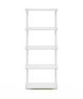 Turn N Tube Toolless 5 Tier Open Storage Shelf No Tools Needed Easy Assembly Bookcase For Living Room Home Office Bedroom White Finish Open Back Display For Books Decor And Office Supplies, front view