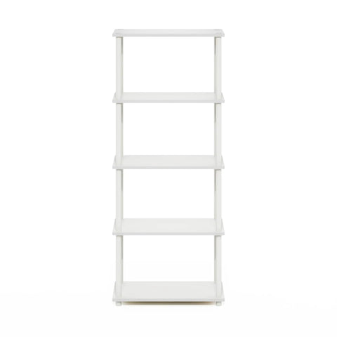 Turn N Tube Toolless 5 Tier Open Storage Shelf No Tools Needed Easy Assembly Bookcase For Living Room Home Office Bedroom White Finish Open Back Display For Books Decor And Office Supplies, front view