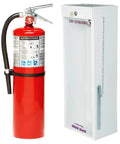Solid Ten Pound Refillable Abc Fire Extinguisher With Wall Mount Steel Cabinet, 21 Inch Size for commercial safety use.