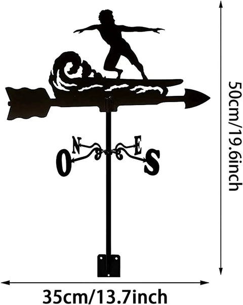 Life Scene Weathervane For Outdoor Garden And Lawn Decor Sturdy Metal Weather Vane With Bracket Wind Indicator Kit Perfect Shed Roof Accent In Matte Black Finish