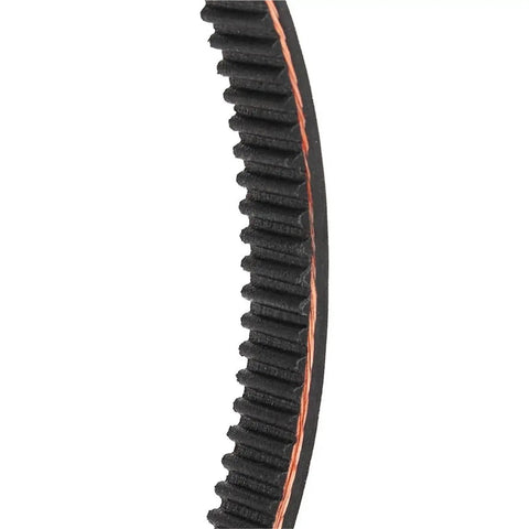 Beefed-Up CVT Motorcycle Drive Belt 3M38412 For 128T, 384mm Length, 12mm Width, Power Transmission Replacement Belt For Bikes, Durable Timing Belt For Smooth, Reliable Daily Rides close-up of black rubber ribbed belt with orange edge