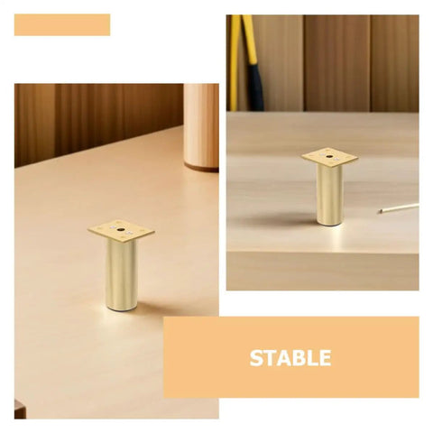 Adjustable Aluminum Furniture Legs Set 4 Pack With Quick Install Round Golden Design durable table leg on wooden surface