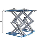 Shop Beast Commercial Scissors Lift, 9000 Lb Auto Garage Hoist showing dimensions 82" x 78" with dual scissor design.
