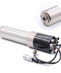 Heavy Duty 1.2KW Water Cooled ATC Spindle ISO10 Taper showing motor, connectors, and detail for CNC engraving and milling.