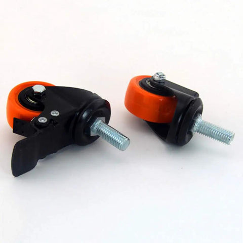 Beefy 1.5 To 2 Inch Polyurethane Swivel Casters With Brake, Set Of 4 Furniture Wheels, M8 M10 Threaded Stem, 120kg Load Capacity
