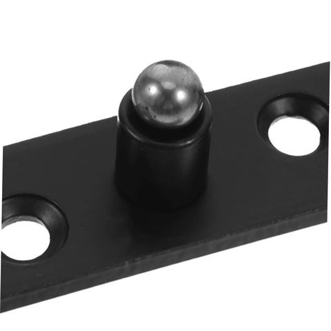 Close-up of Heavy Duty Hidden Door Pivot Hinge with Rotating Stainless Steel Mechanism for Secret Bookcase, black finish steel plate.